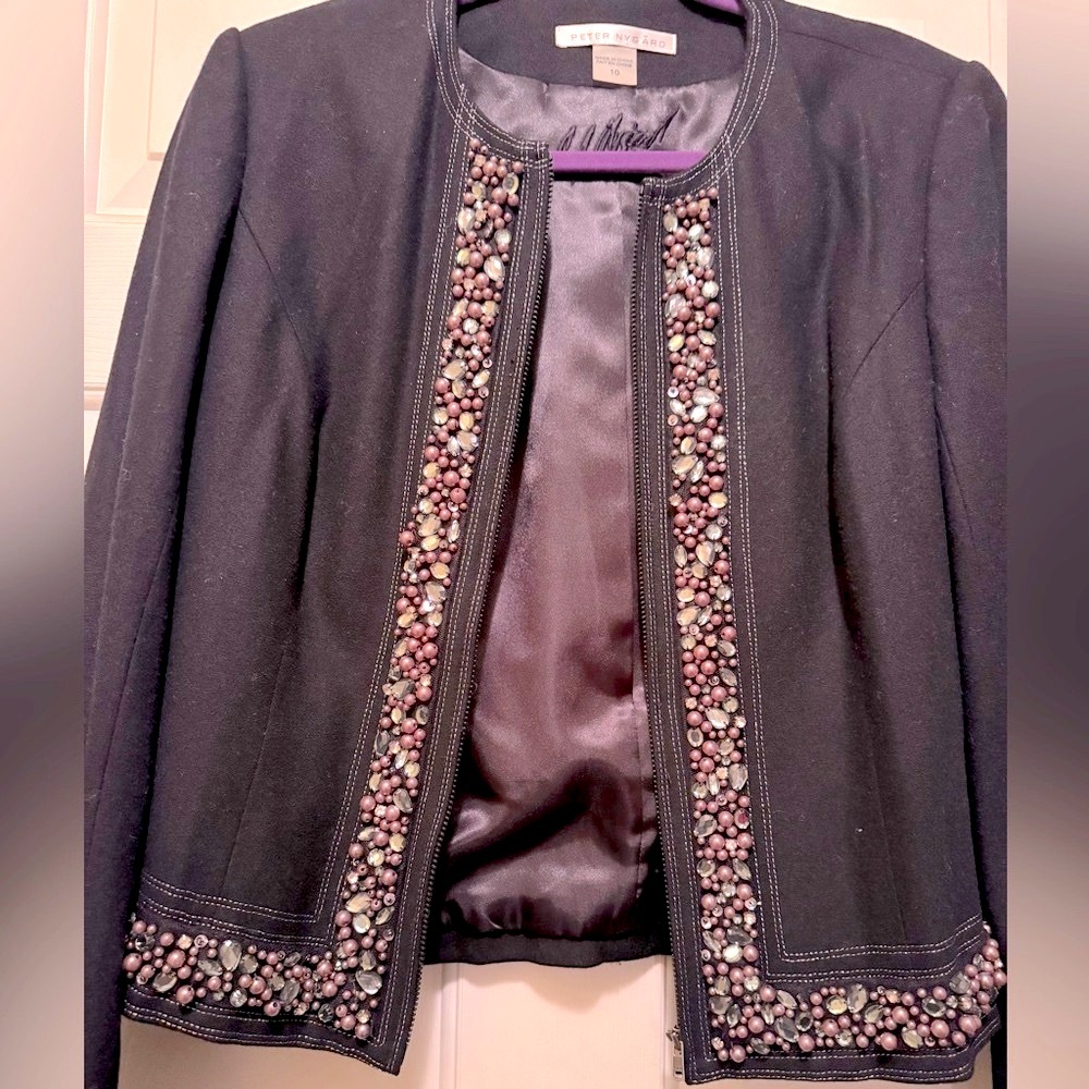 Peter Nygard Wool Jeweled  Jacket